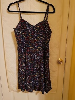 Old Navy Navy Floral Spaghetti-Strap Mini Dress with Yellow Accents